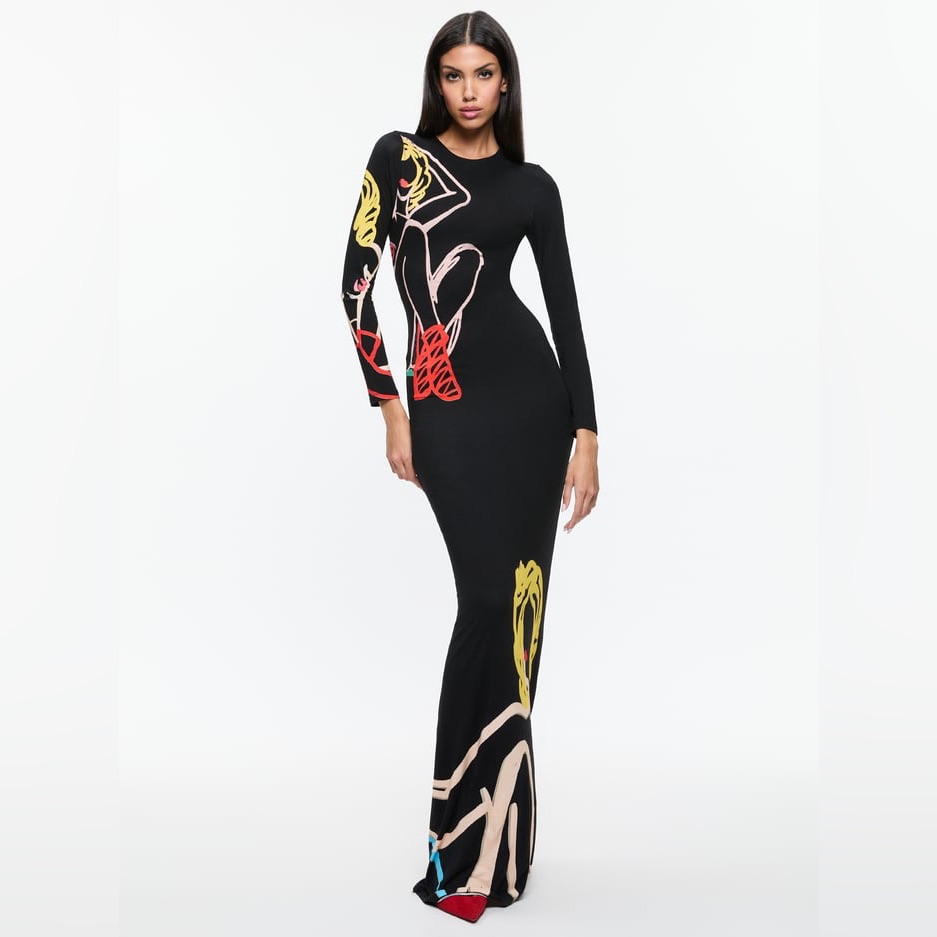 Alice + Olivia X Tom Wesselmann Delora Open Back Maxi Dress, Size 0, $595